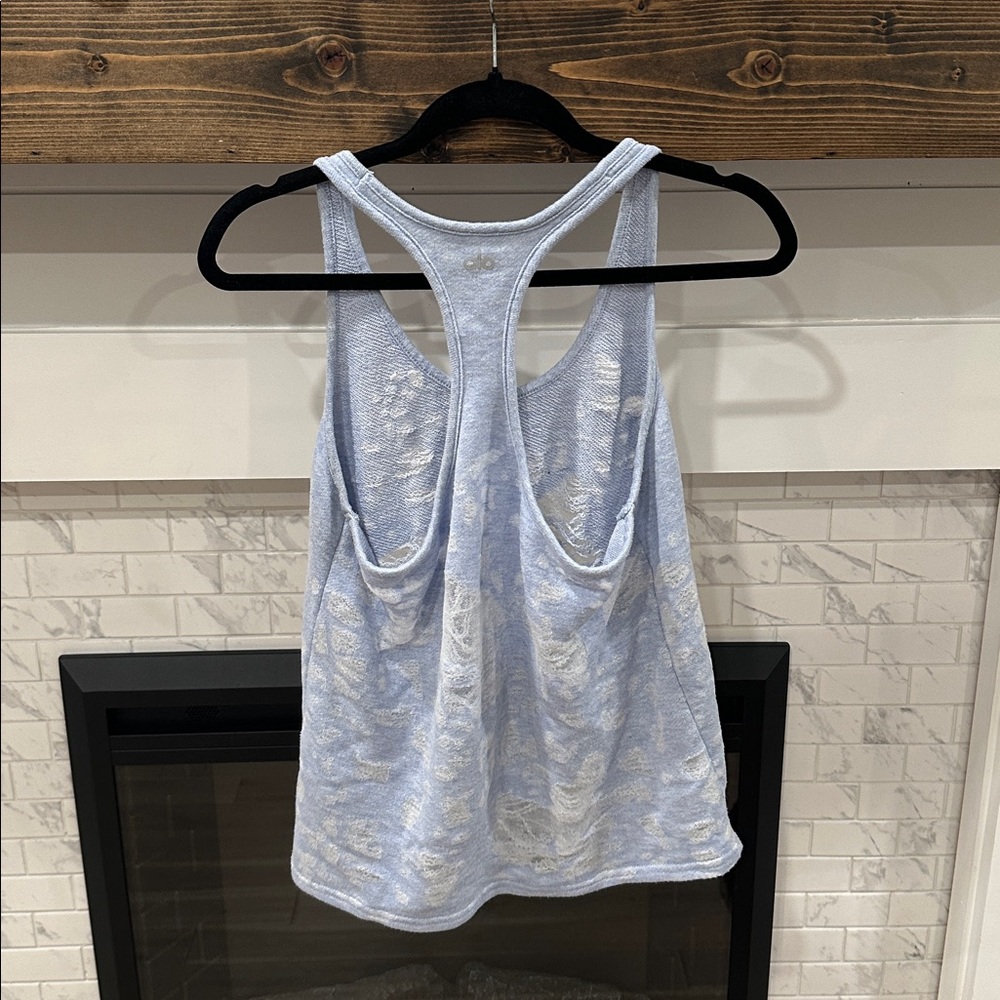 ALO Yoga Light Blue distressed racer back Tank Top 2 for $20 - Picture 5 of 7